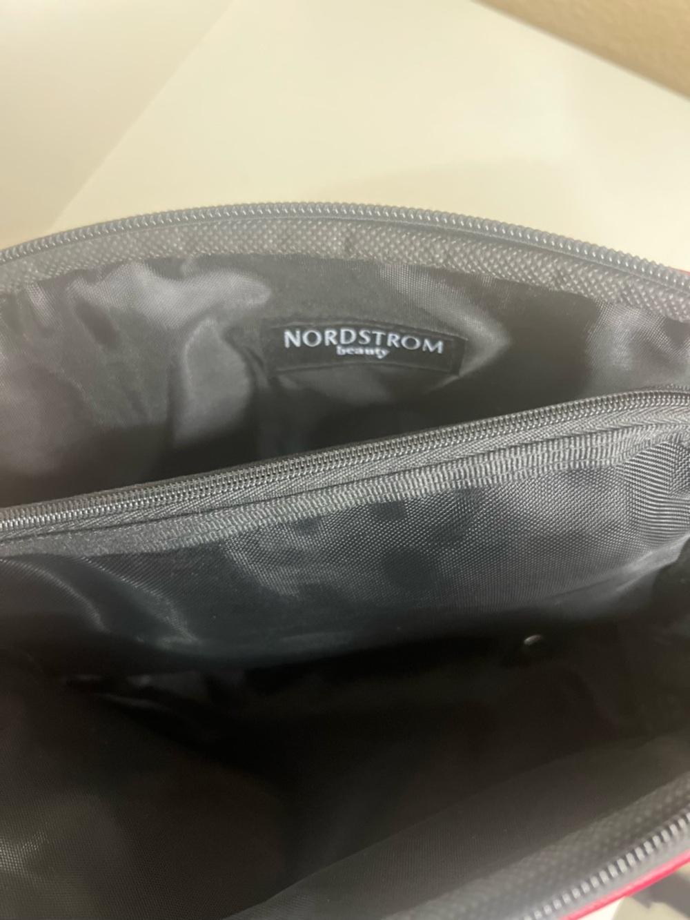 Nordstrom Beauty Black Cosmetic Pouch with Red Accent - Picture 9 of 9